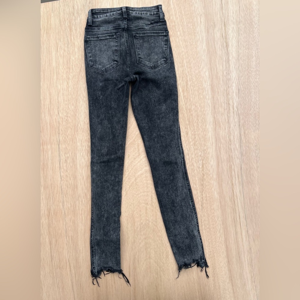 Flying Monkey Distressed Charcoal High Rise Raw Hem Skinny Jeans 22 Mobwife Badd - Picture 2 of 10